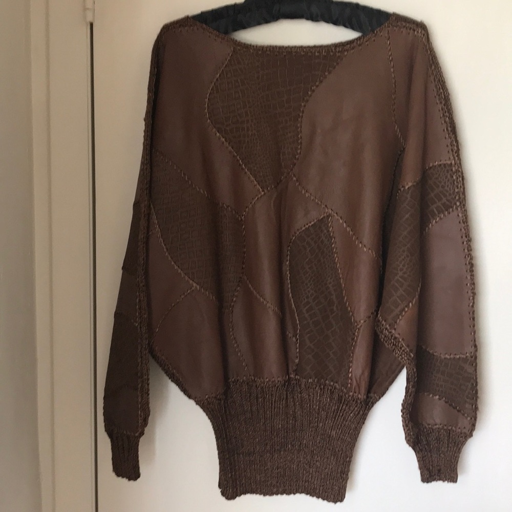 Handmade leather top with knit bottom